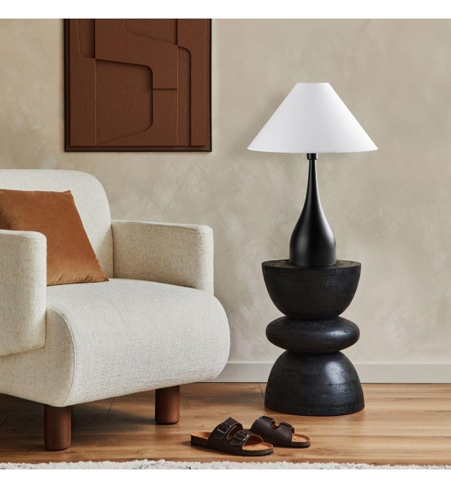 Lampe de table, noir, CORPS EN MÉTAL, CAPUCHON EN TISSU