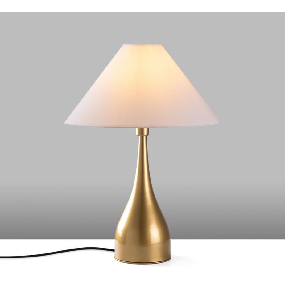 Tischleuchte, gold, Metallkörper, Stoffkappe