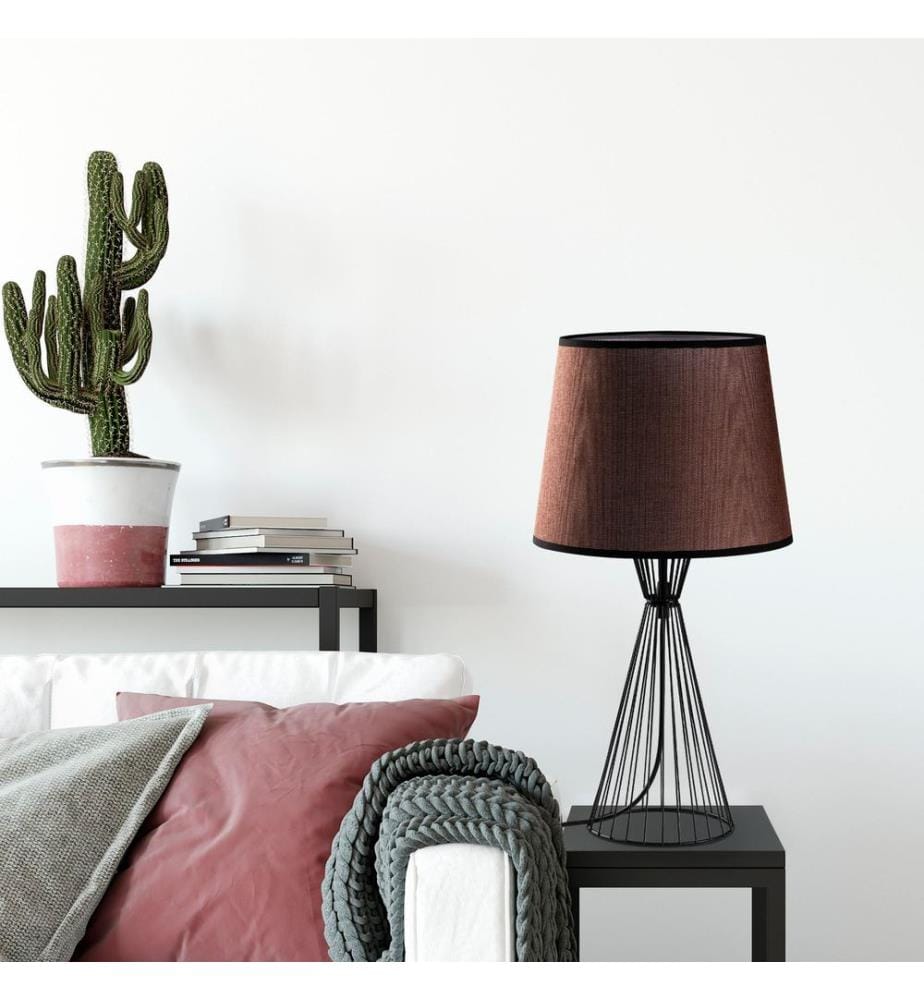 Lampe de table, noir, CORPS EN MÉTAL, CAPUCHON EN TISSU
