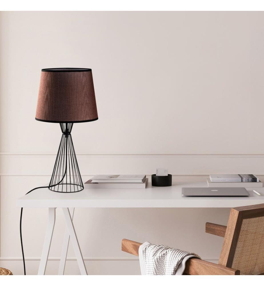 Lampe de table, noir, CORPS EN MÉTAL, CAPUCHON EN TISSU