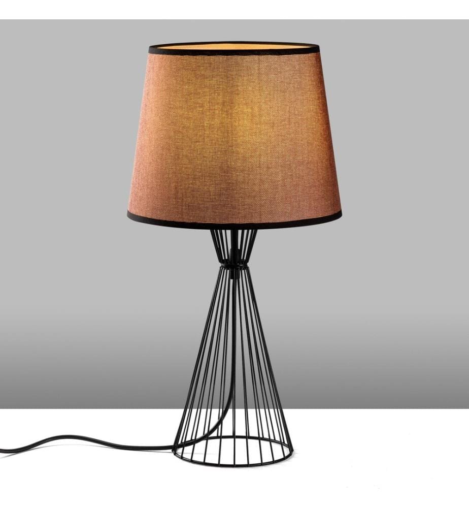 Lampe de table, noir, CORPS EN MÉTAL, CAPUCHON EN TISSU