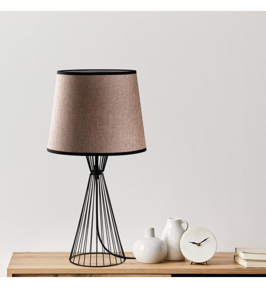 Lampe de table, noir, CORPS EN MÉTAL, CAPUCHON EN TISSU