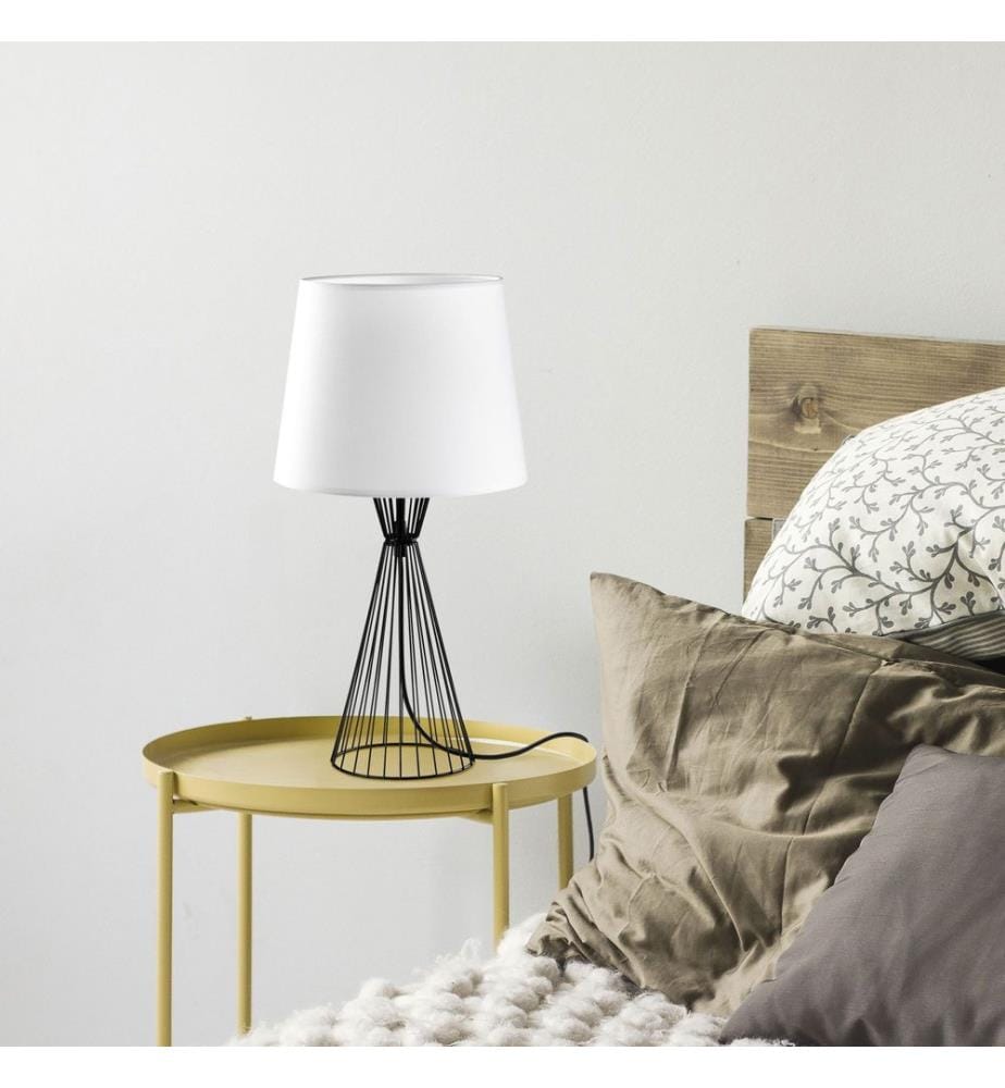 Lampe de table, noir, CORPS EN MÉTAL, CAPUCHON EN TISSU