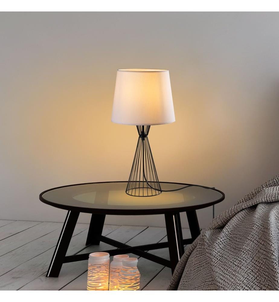 Lampe de table, noir, CORPS EN MÉTAL, CAPUCHON EN TISSU