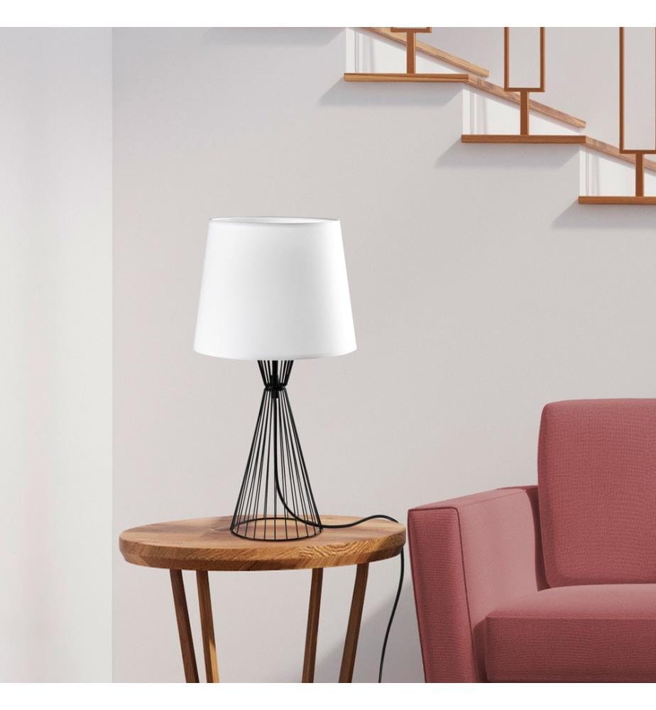 Lampe de table, noir, CORPS EN MÉTAL, CAPUCHON EN TISSU