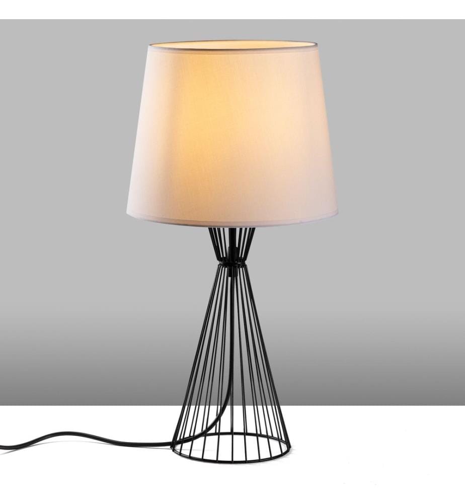 Lampe de table, noir, CORPS EN MÉTAL, CAPUCHON EN TISSU