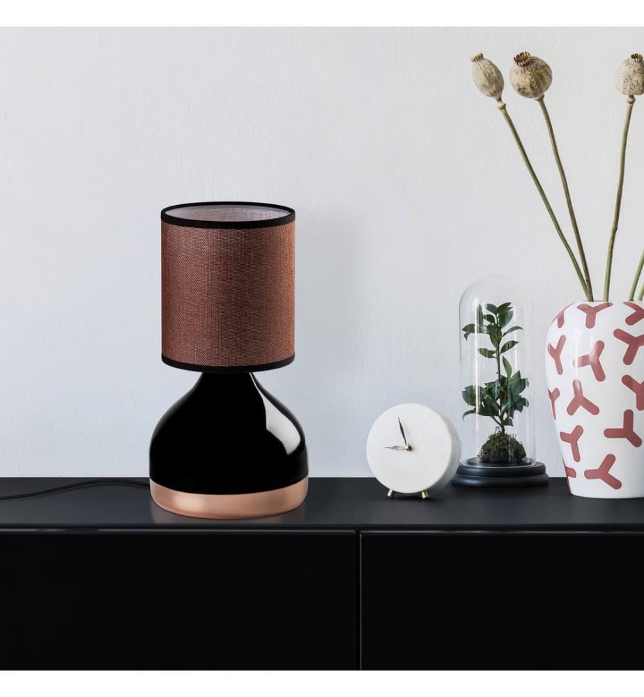Lampe de table, noir, CORPS EN MÉTAL, CAPUCHON EN TISSU
