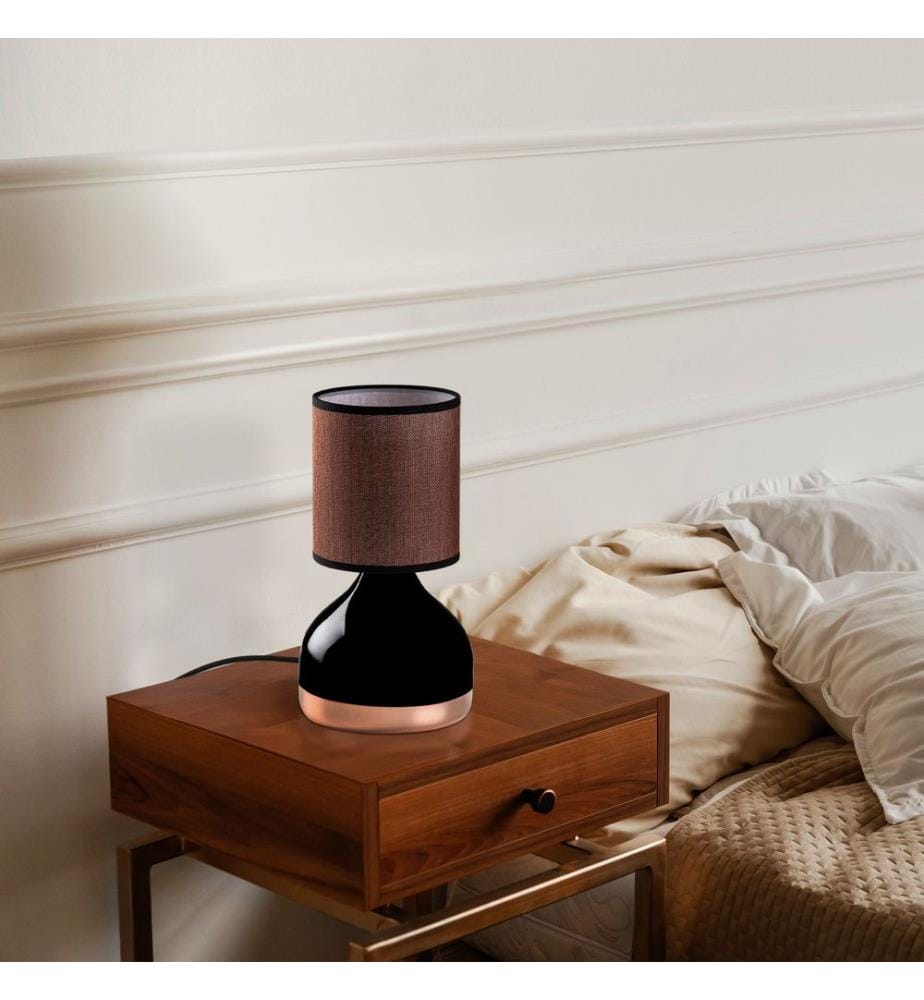 Lampe de table, noir, CORPS EN MÉTAL, CAPUCHON EN TISSU