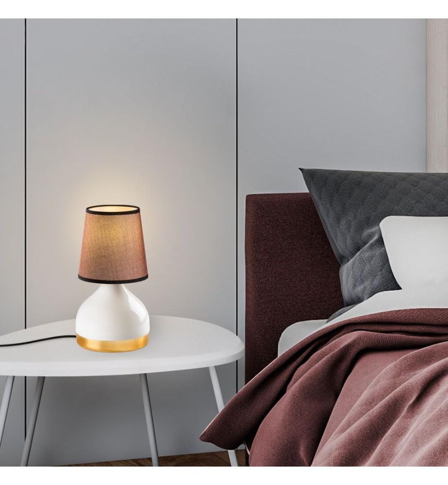 Ensemble de lampes de table, 2 pièces, blanches, corps en métal, capuchon en tissu