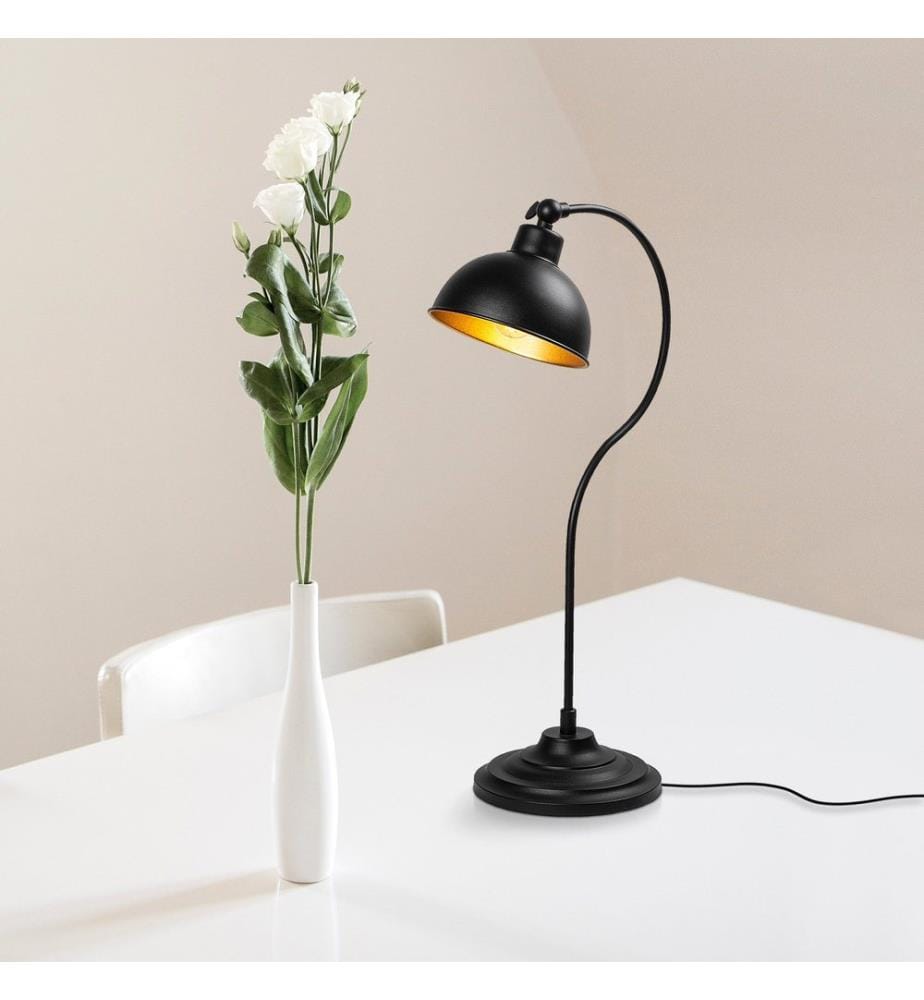 Noir, Lampes De Bureau, 19 X 29 X 58 cm, Corps En Métal