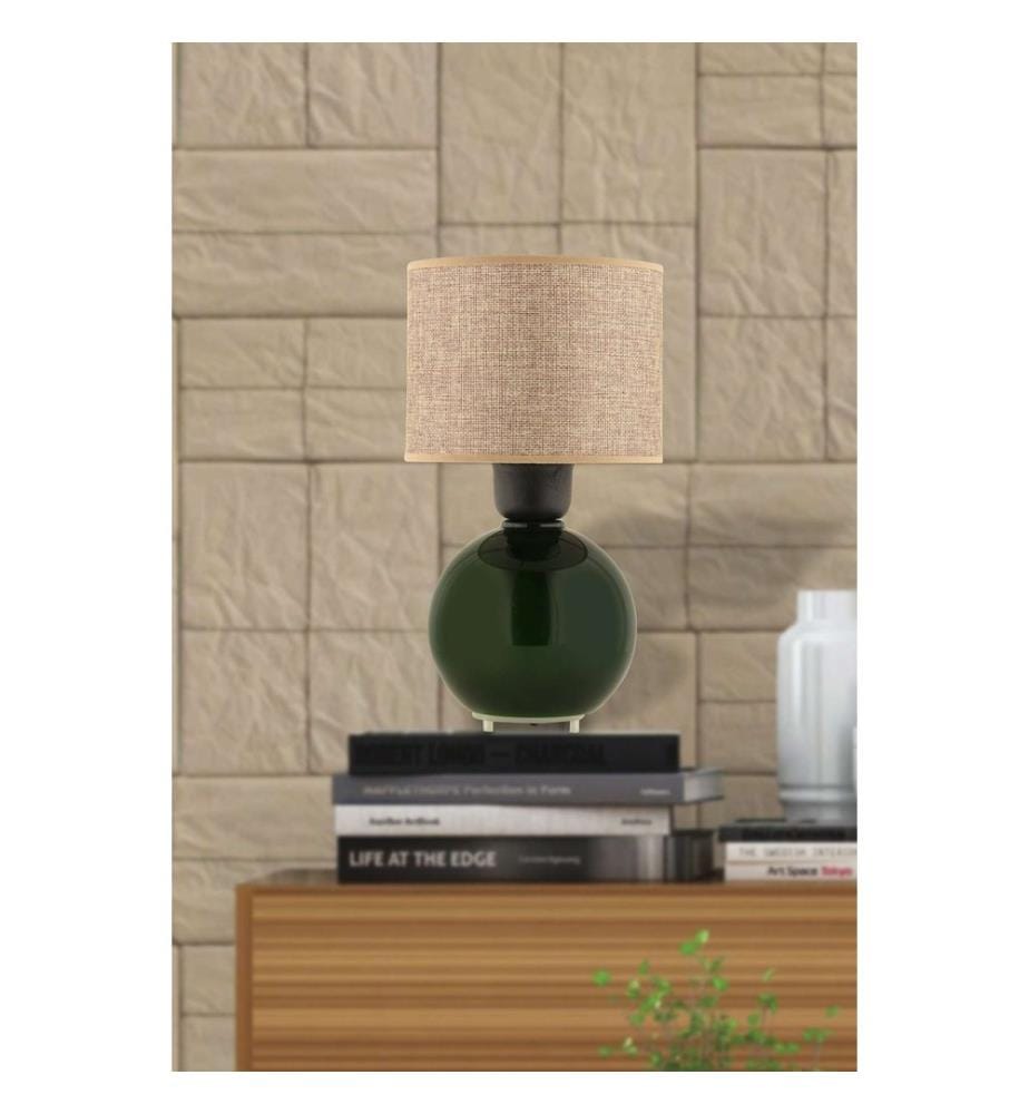 Lampe de table, beige, vert, CORPS EN VERRE