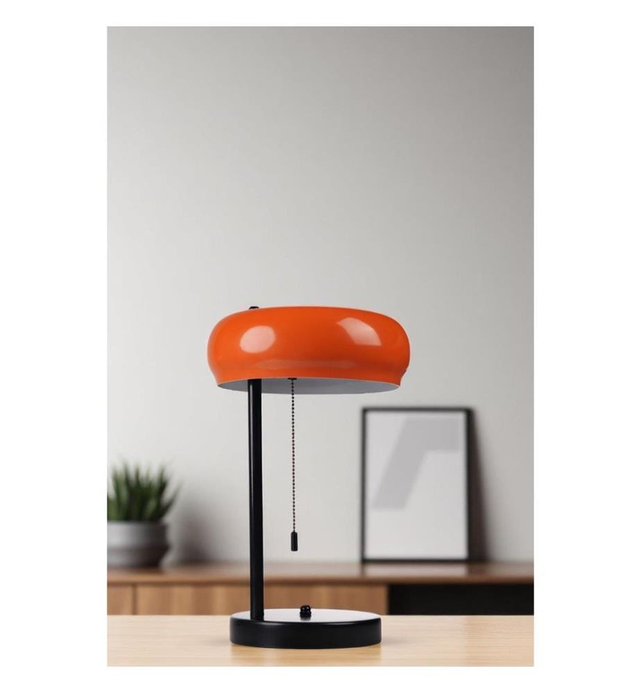 Lampe de table, orange, noir, CORPS MÉTALLIQUE