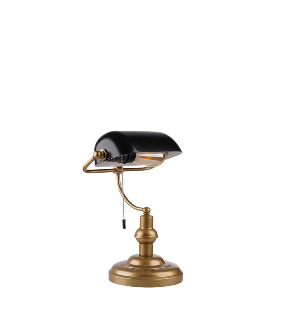 Tischlampe, Schwarz, Gold, METALLGEHÄUSE