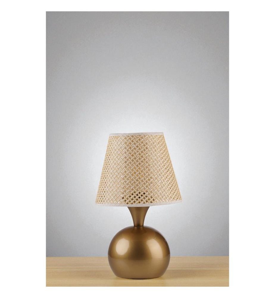 Lampe de table, beige, dorée, CORPS EN MÉTAL