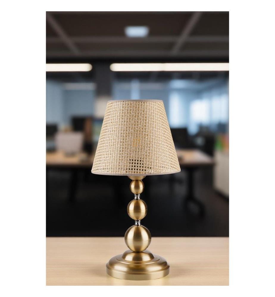 Lampe de table, beige, doré, structure métallique