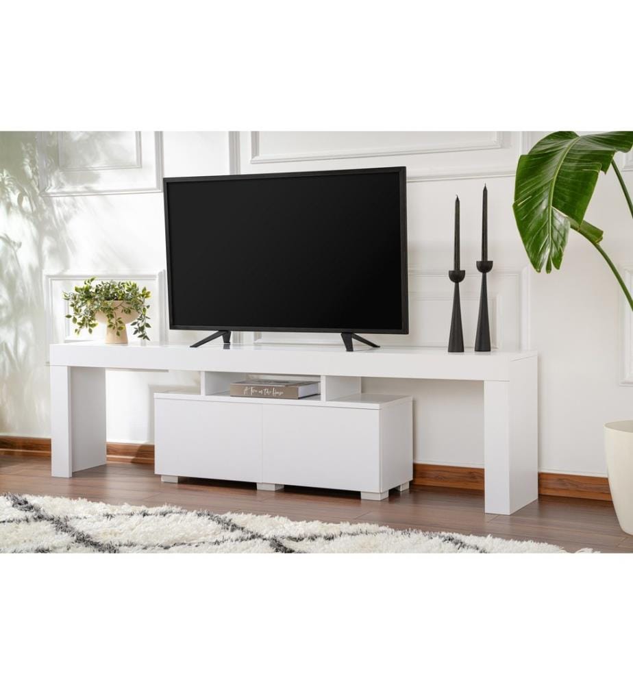 Meuble TV, blanc naturel, panneau de particules 100 % recouvert de mélamine