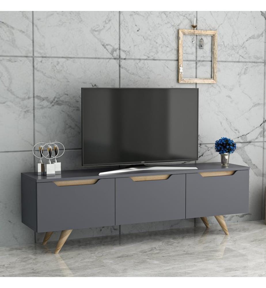 Anthracite, Couleur Chêne, Armoires Tv, 44X150X35 cm, Plaque De Particules À Revêtement En Mélamine