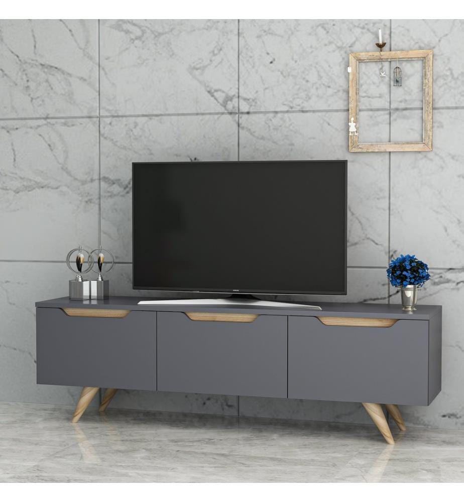 Anthracite, Couleur Chêne, Armoires Tv, 44X150X35 cm, Plaque De Particules À Revêtement En Mélamine