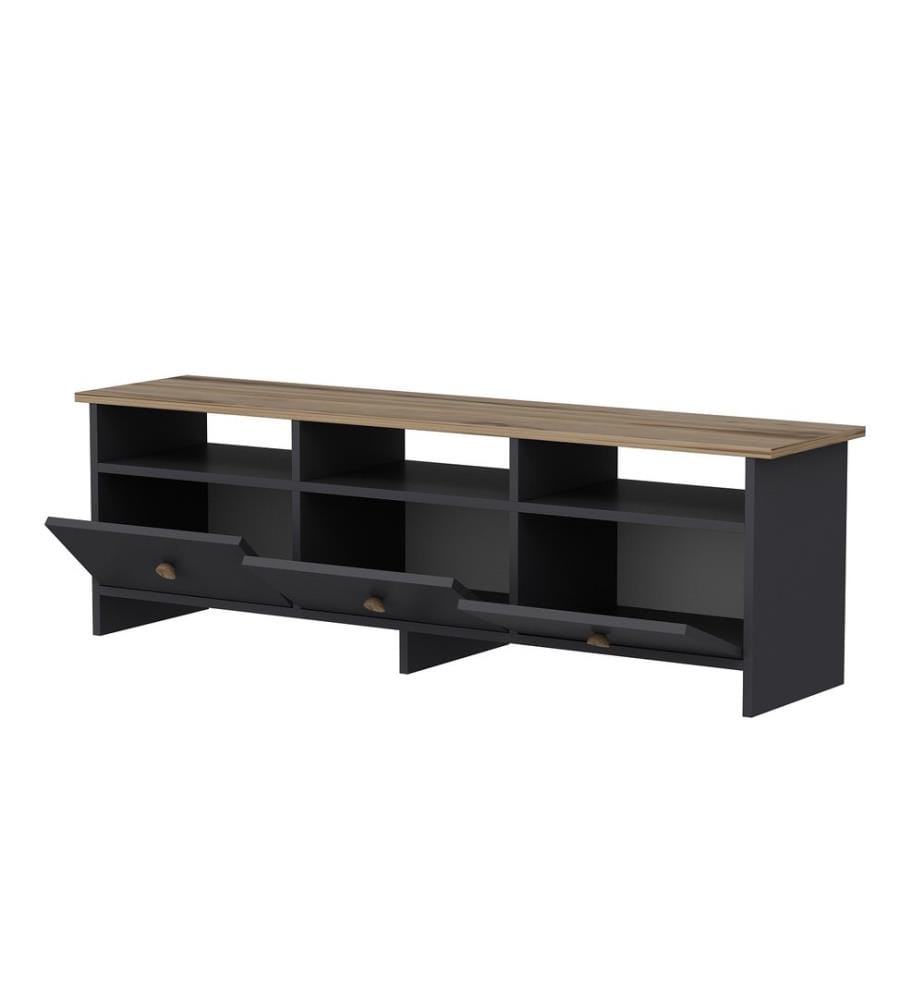 Antracite, Color Quercia, Armadi Tv, 47X150X36 cm, Piastra Di Particelle Rivestita Con Melamina