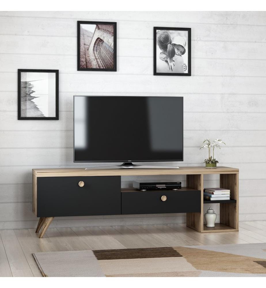 TV Stand, BlackOak, Melamine Coated Particle Board