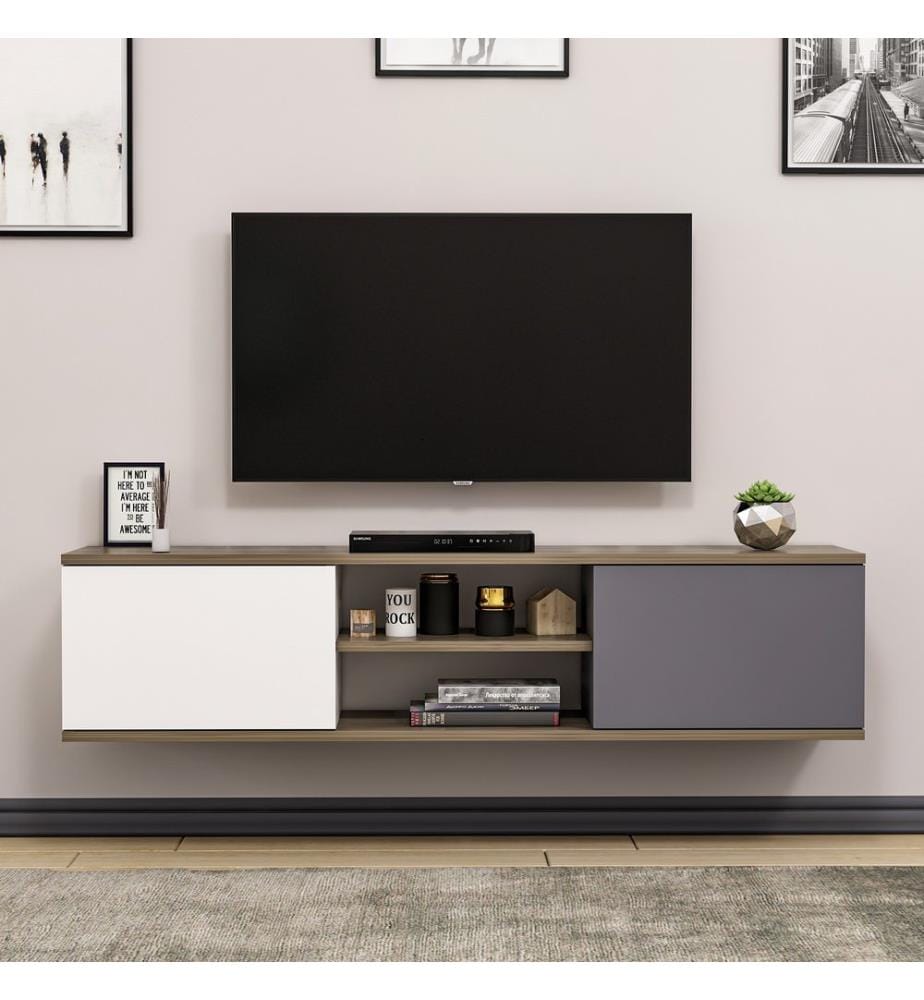 Anthrazit, Tv Schränke, 33,2X160X32 cm, Melaminbeschichtete Partikelplatte