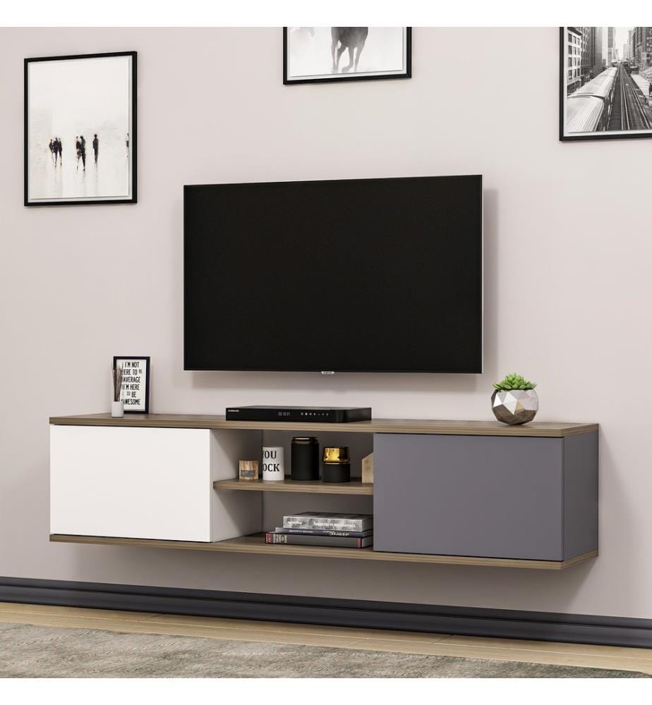 Anthrazit, Tv Schränke, 33,2X160X32 cm, Melaminbeschichtete Partikelplatte
