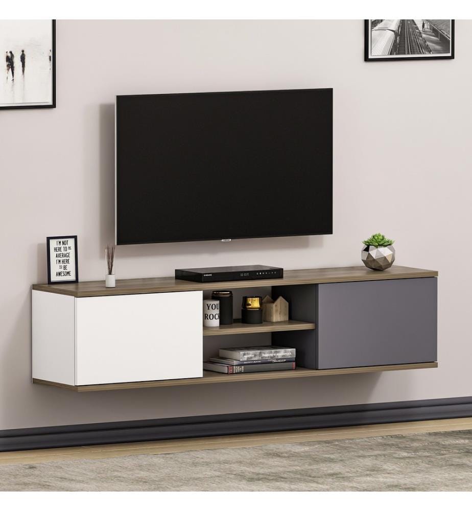 Anthrazit, Tv Schränke, 33,2X160X32 cm, Melaminbeschichtete Partikelplatte