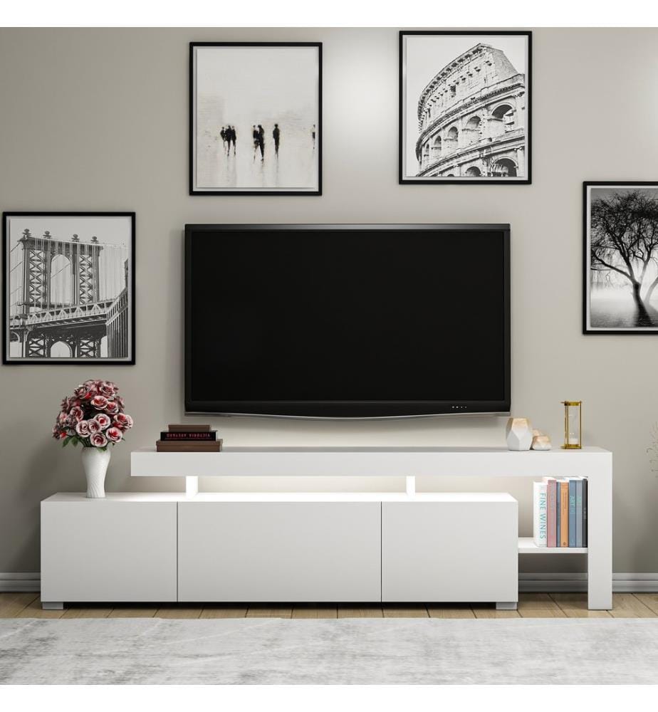 TV Stand, White, Melamine Coated Particle Board