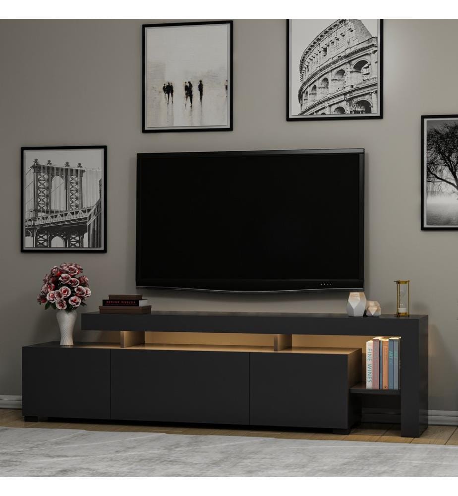 TV Stand, Anthracite, Melamine Coated Particle Board