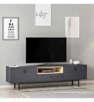 Anthracite, Armoires De Télévision, 48X180X35 cm, Plaque De Particules Enrobée De Mélamine