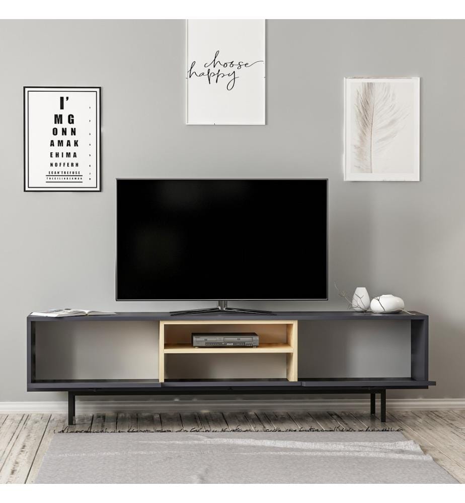 TV Stand, Anthracite, Melamine Coated Particle Board