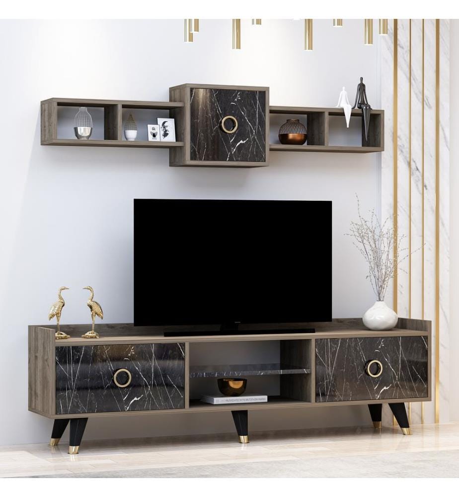 Marbre, Armoires Tv, 52X180X35 cm, Plaque De Particules Enrobée De Mélamine