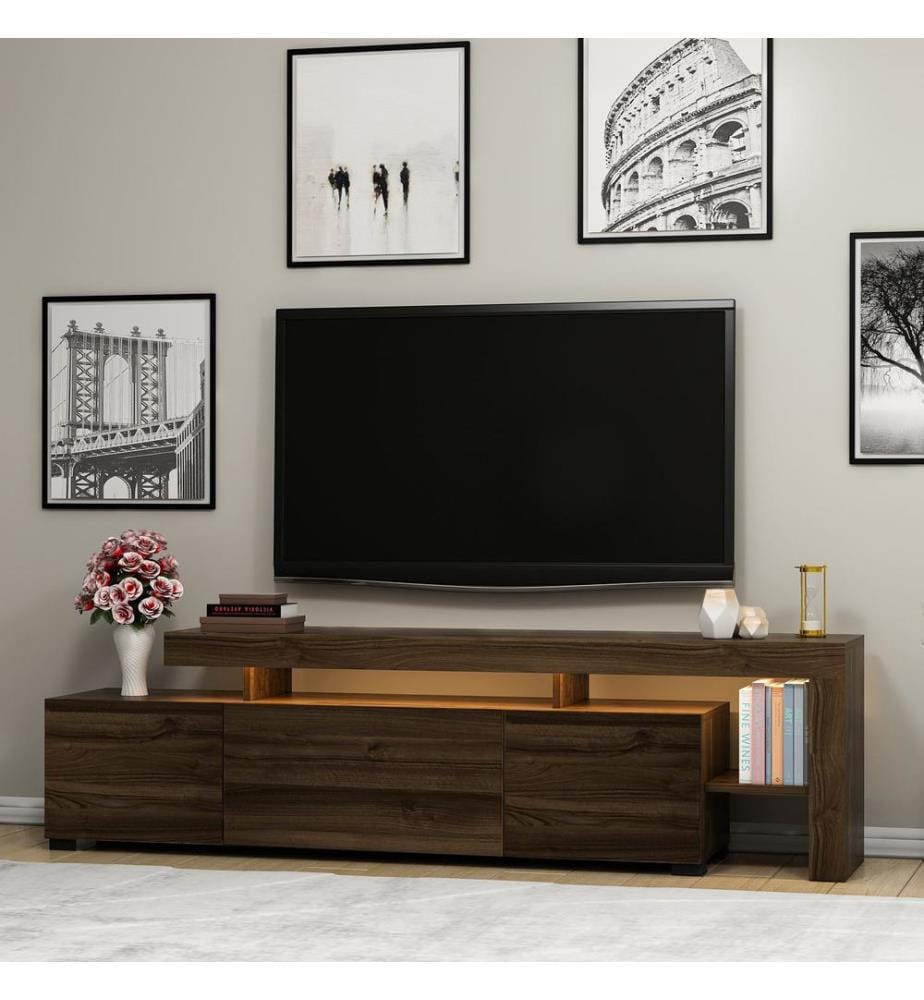 TV Stand, Walnut, Melamine Coated Particle Board
