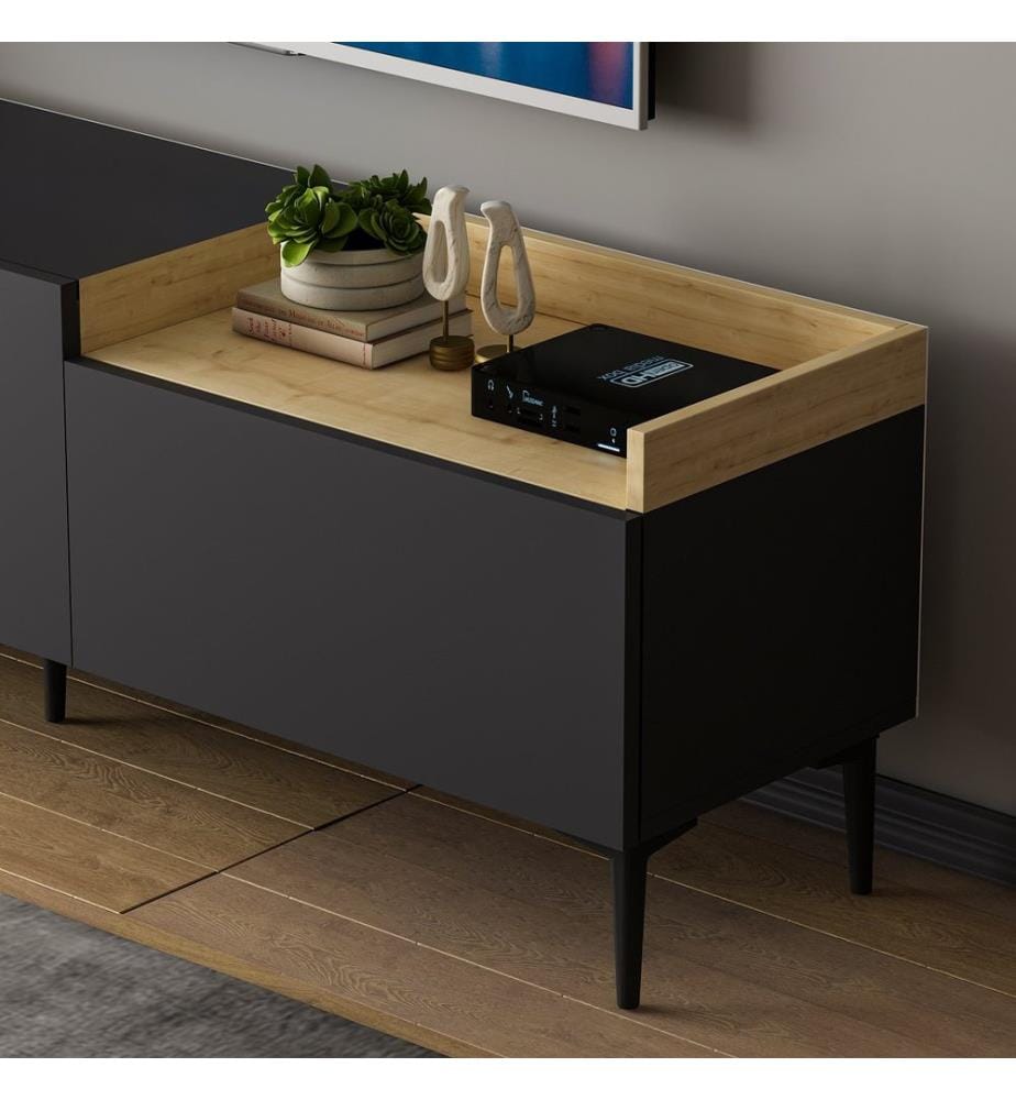 TV Stand, Anthracite, Melamine Coated Particle Board