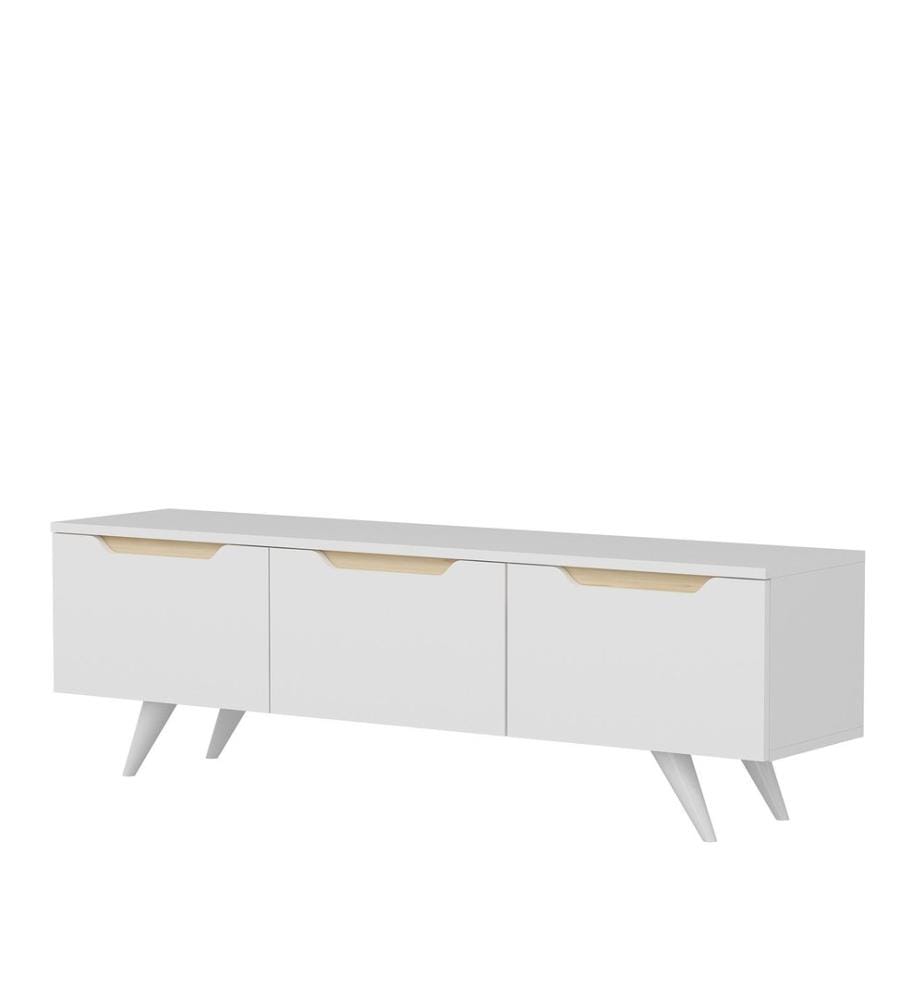 Weiss,Eiche, Tv Schränke, 44X150X35 cm, Melaminbeschichtete Partikelplatte