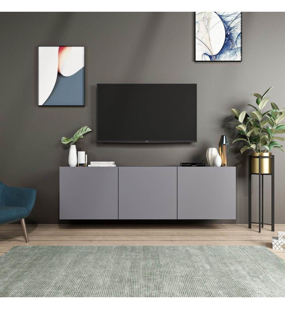 Anthracite, Armoires De Télévision, 44X150X31 cm, Plaque De Particules Enrobée De Mélamine