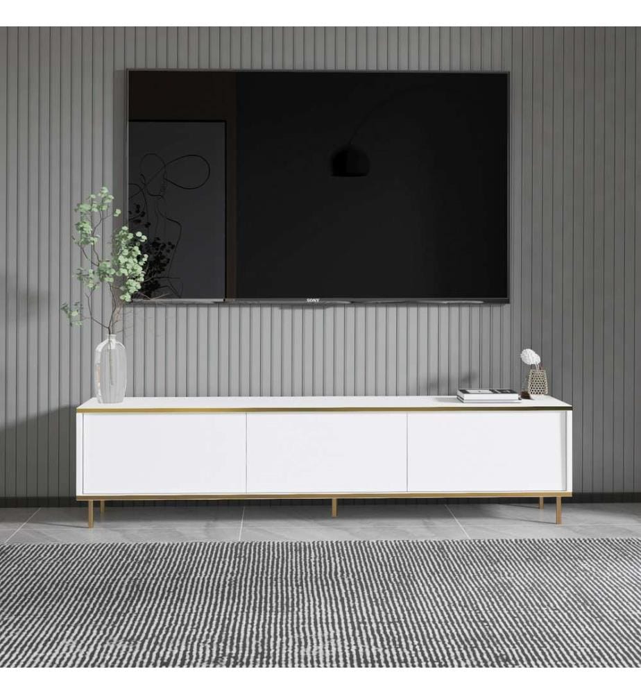 TV-Ständer, Weiss, Gold, 100% Melamine beschichtete Spanplatte