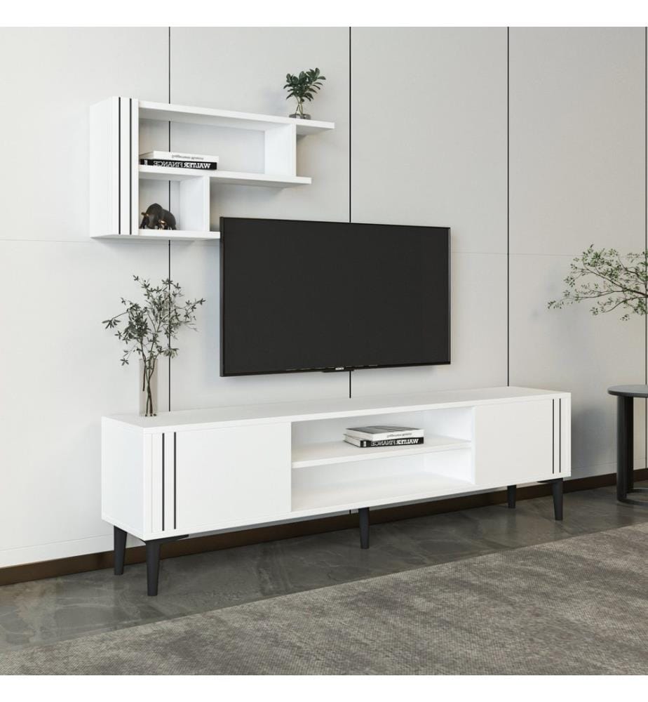 TV-Möbel, weiss, 100 % MELAMINBESCHICHTETE SPANPLATTE