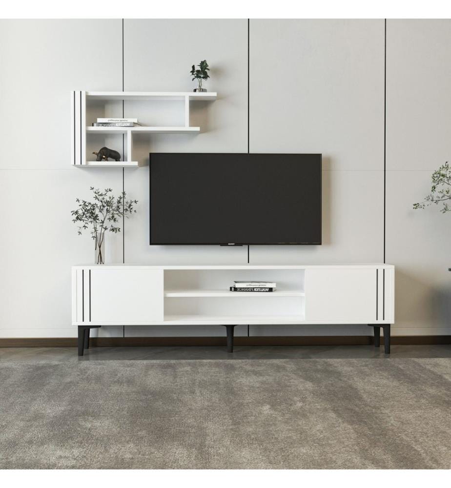 TV-Möbel, weiss, 100 % MELAMINBESCHICHTETE SPANPLATTE
