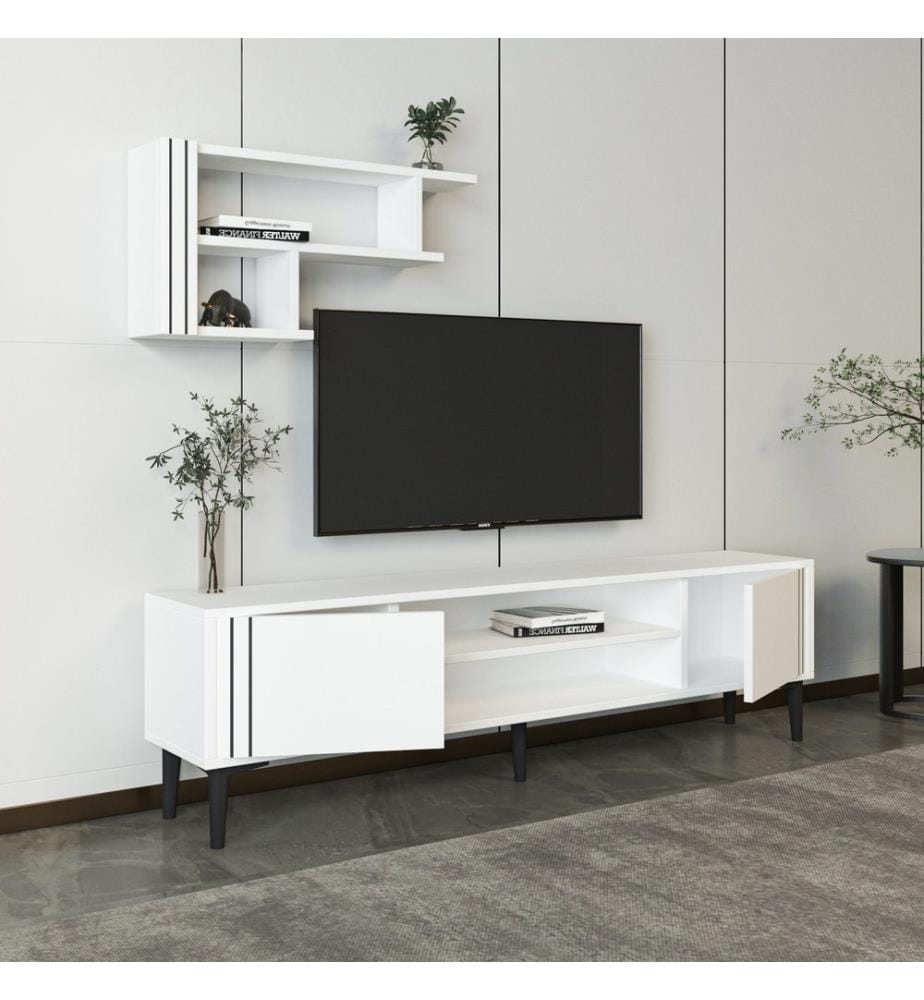 TV-Möbel, weiss, 100 % MELAMINBESCHICHTETE SPANPLATTE