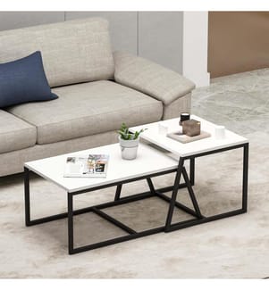 Bianco, Tavolini Da Caffè, 38X75X50 cm, Piastra Di Particelle Rivestita Con Melamina