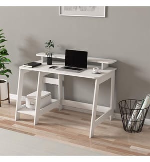 Bureau, blanc, panneau de particules 100 % mélaminé