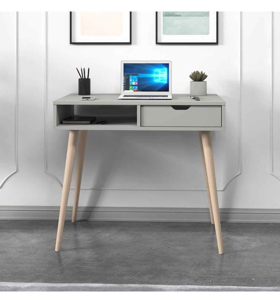 Bureau, gris, bois, panneau de particules 100 % mélaminé