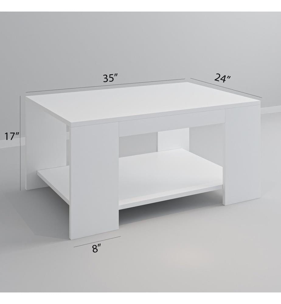 Table basse, blanc, panneau de particules mélaminé