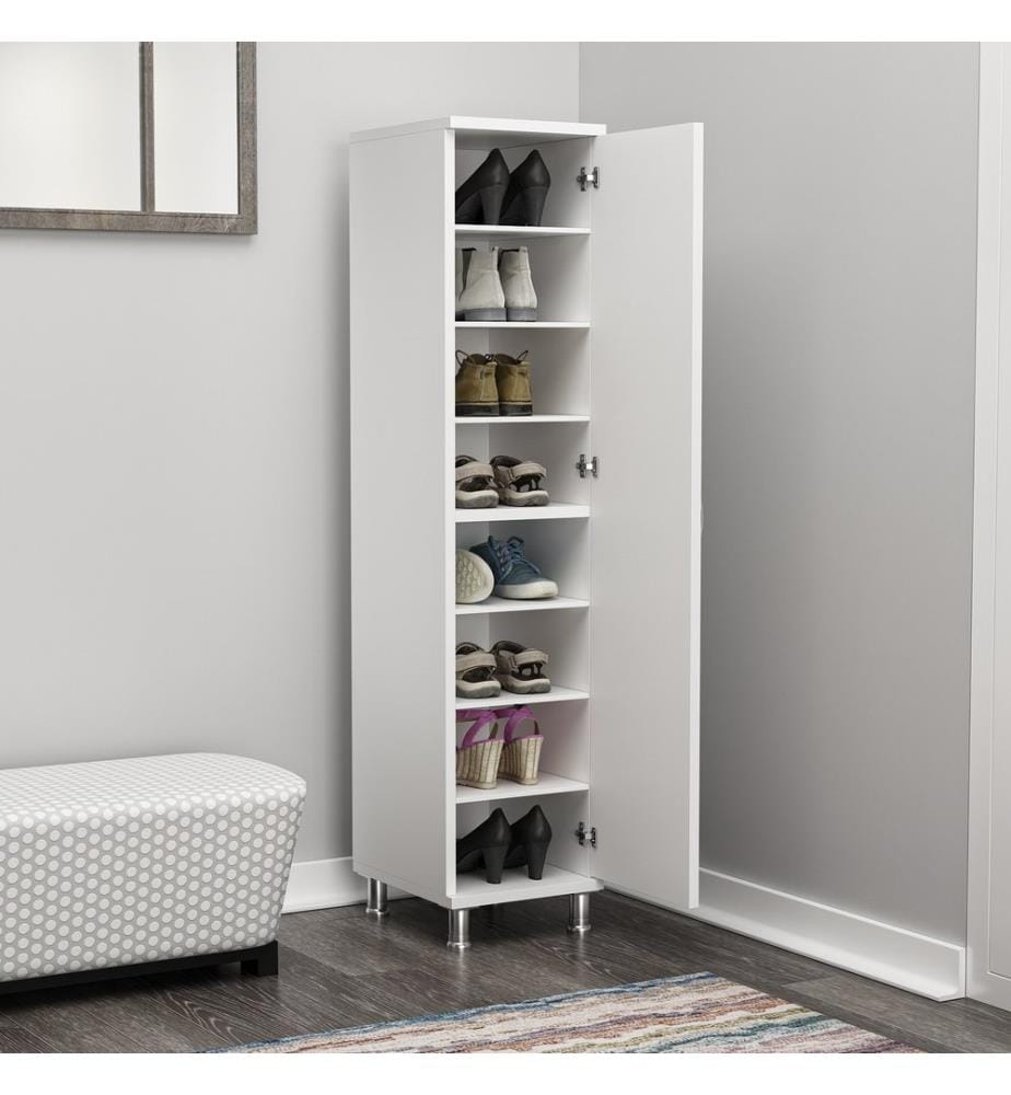 Armoire multifonctions, blanc, panneau de particules mélaminé