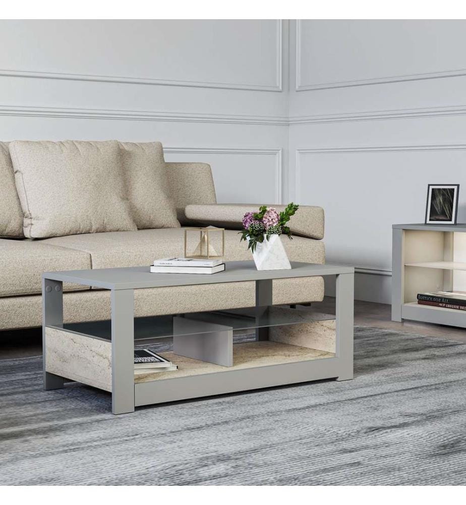 Couchtisch, grau, travertin, 100 % MELAMINBESCHICHTETE SPANPLATTE
