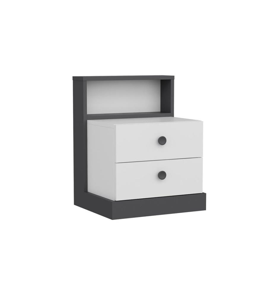 Nightstand, AnthraciteWhite, Melamine Coated Particle Board