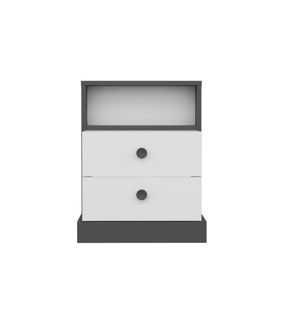 Nightstand, AnthraciteWhite, Melamine Coated Particle Board