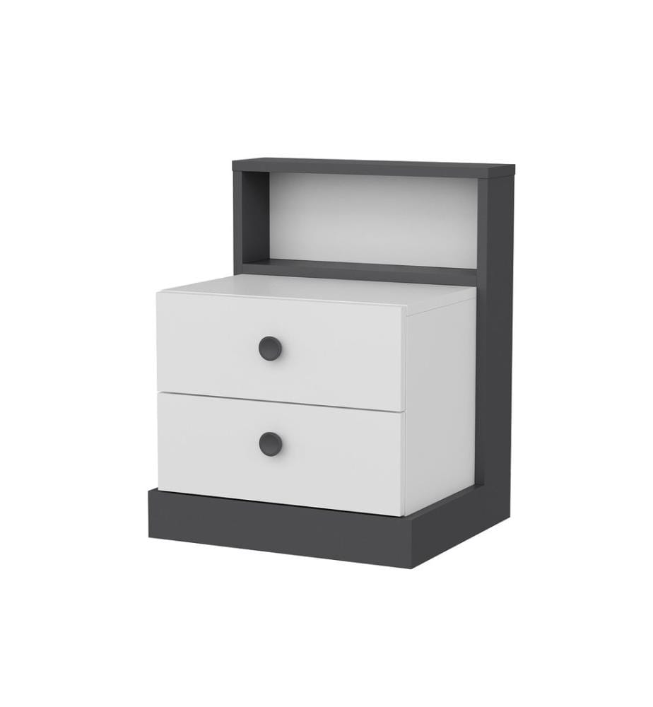 Nightstand, AnthraciteWhite, Melamine Coated Particle Board