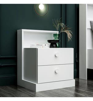 Comodino, Bianco, 100% Melamine rivestito Particle Board